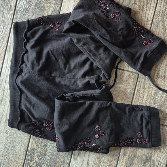 Animale Black Knit Sweat Pant Joggers Beaded And Sequin Size P - Picture 6 of 6